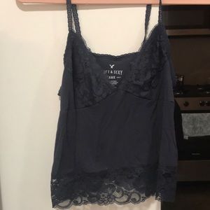 Soft and sexy navy lace tank